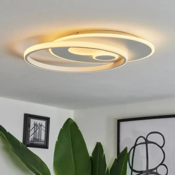 hofstein Plafonnier Selim LED Blanc, 1 lumière, Télécommandes* Lampes Modernes