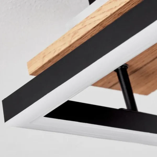 hofstein Plafonnier Sequeira LED Bois clair, Couleur bois, Noir, 3 lumières* Lampes Modernes