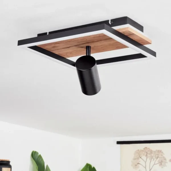 hofstein Plafonnier Sequeira LED Bois clair, Couleur bois, Noir, 2 lumières* Lampes Modernes