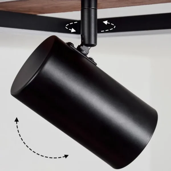 hofstein Plafonnier Sequeira LED Bois clair, Couleur bois, Noir, 2 lumières* Lampes Modernes