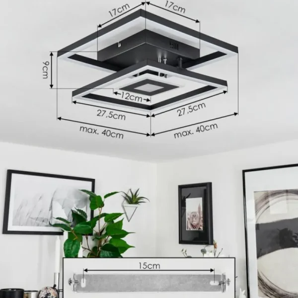 hofstein Plafonnier Serzedelo LED Noir, 1 lumière* Lampes Modernes