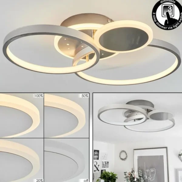 hofstein Plafonnier Tagsdorff LED Chrome, Nickel mat, 1 lumière* Lampes Modernes