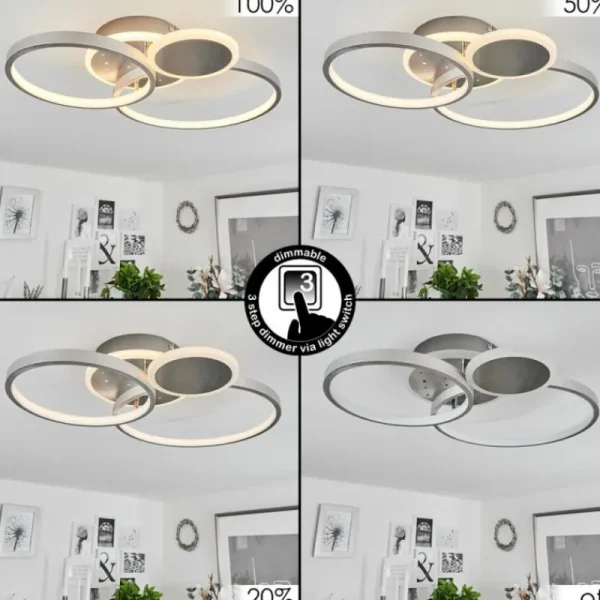hofstein Plafonnier Tagsdorff LED Chrome, Nickel mat, 1 lumière* Lampes Modernes