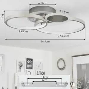 hofstein Plafonnier Tagsdorff LED Chrome, Nickel mat, 1 lumière* Lampes Modernes