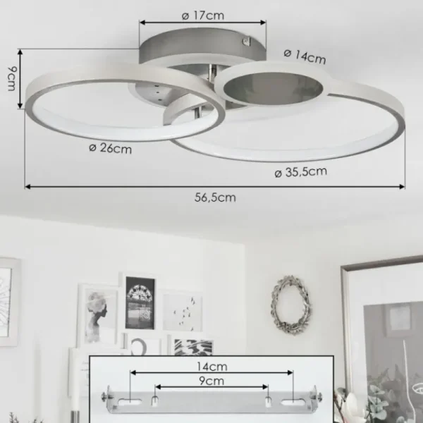 hofstein Plafonnier Tagsdorff LED Chrome, Nickel mat, 1 lumière* Lampes Modernes