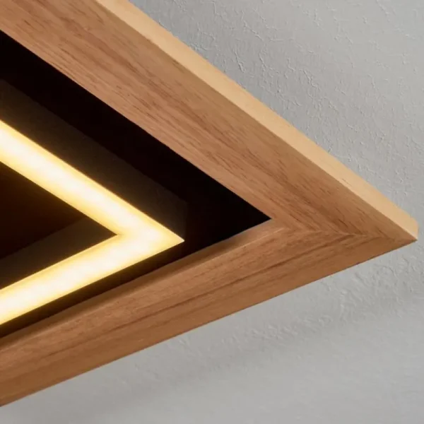 hofstein Plafonnier Tojeirinha LED Bois clair, Noir, 1 lumière, Télécommandes* Lampes Modernes