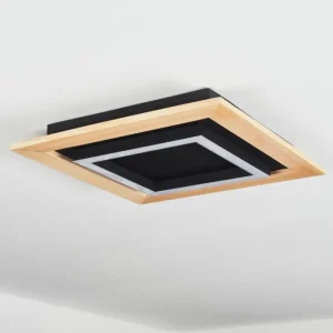 hofstein Plafonnier Tojeirinha LED Bois clair, Noir, 1 lumière, Télécommandes* Lampes Modernes