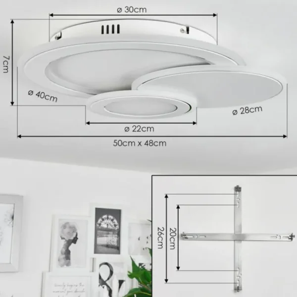 hofstein Plafonnier Tomazes LED Blanc, 1 lumière, Télécommandes* Lampes Modernes