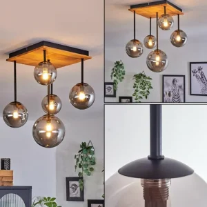 hofstein Plafonnier - Verre 10 cm, 12 cm, 15 cm Chehalis Écru, Noir, 5 lumières* Lampes Modernes