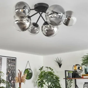 hofstein Plafonnier - Verre 12 cm, 15 cm Chehalis Clair, Fumé, 6 lumières* Lampes Modernes