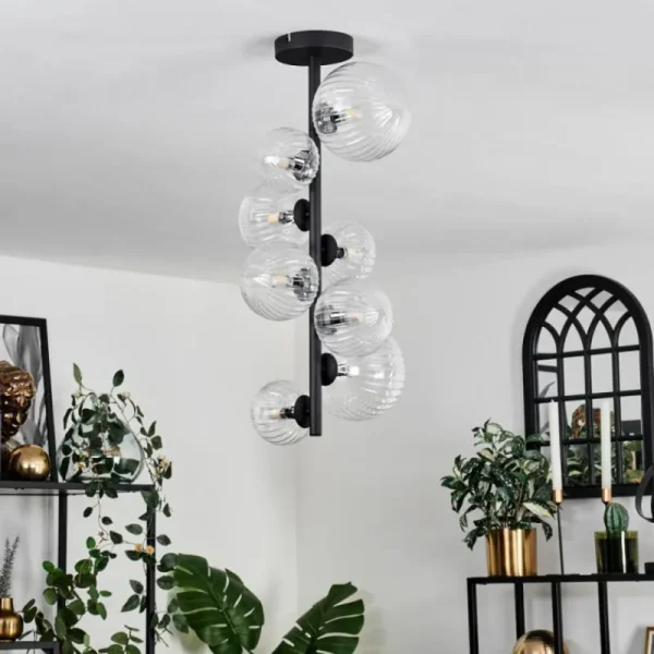 hofstein Plafonnier - Verre 10 cm, 12 cm, 15 cm Chehalis Clair, 8 lumières* Lampes Modernes