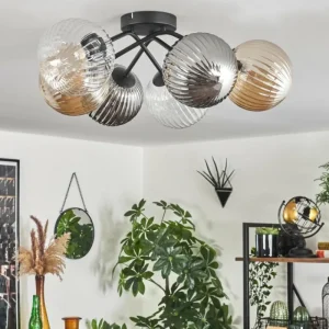 hofstein Plafonnier - Verre 10 cm, 12 cm, 15 cm Chehalis Ambre, Clair, Fumé, 6 lumières* Lampes Modernes
