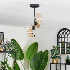 hofstein Plafonnier - Verre 10 cm, 12 cm Chehalis Ambre, Clair, 4 lumières* Lampes En Verre
