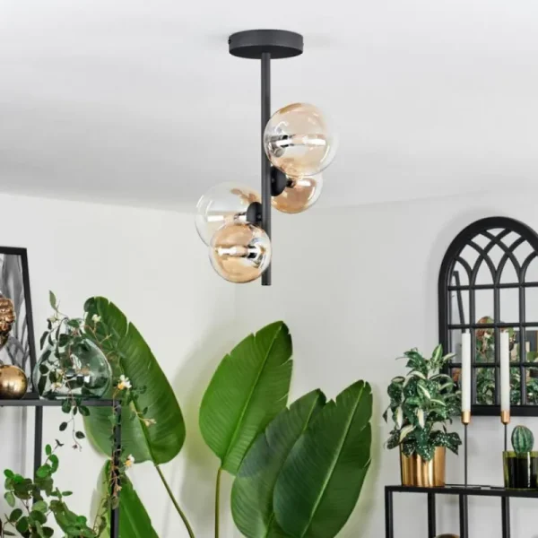 hofstein Plafonnier - Verre 10 cm, 12 cm Chehalis Ambre, Clair, 4 lumières* Lampes En Verre