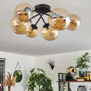 hofstein Plafonnier - Verre 12 cm, 15 cm Chehalis Ambre, 6 lumières* Lampes En Verre