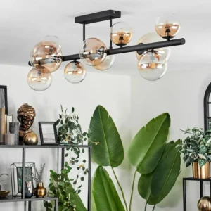 hofstein Plafonnier - Verre 10 cm, 12 cm, 15 cm Chehalis Ambre, Clair, 10 lumières* Lampes Modernes