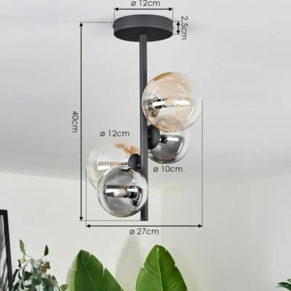 hofstein Plafonnier - Verre 10 cm, 12 cm Chehalis Ambre, Clair, Fumé, 4 lumières* Lampes Modernes