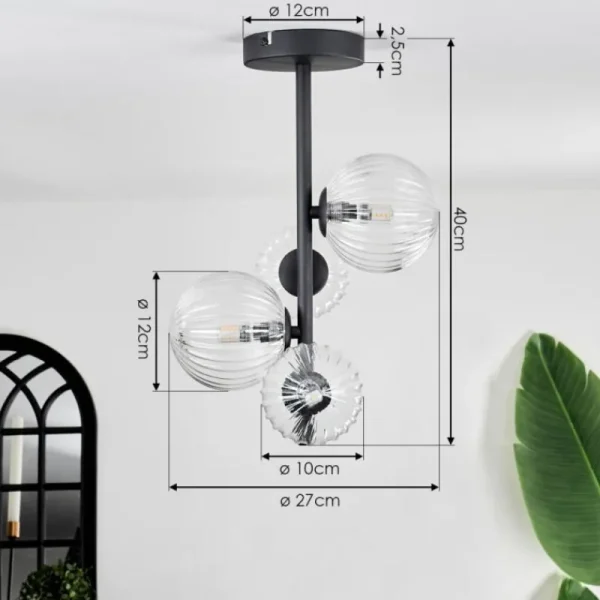hofstein Plafonnier - Verre 10 cm, 12 cm Chehalis Clair, 4 lumières* Lampes Modernes