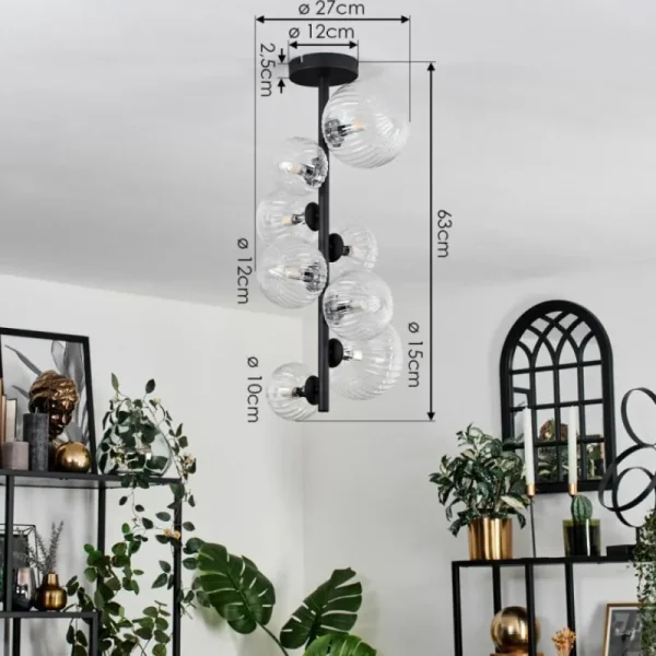 hofstein Plafonnier - Verre 10 cm, 12 cm, 15 cm Chehalis Clair, 8 lumières* Lampes Modernes