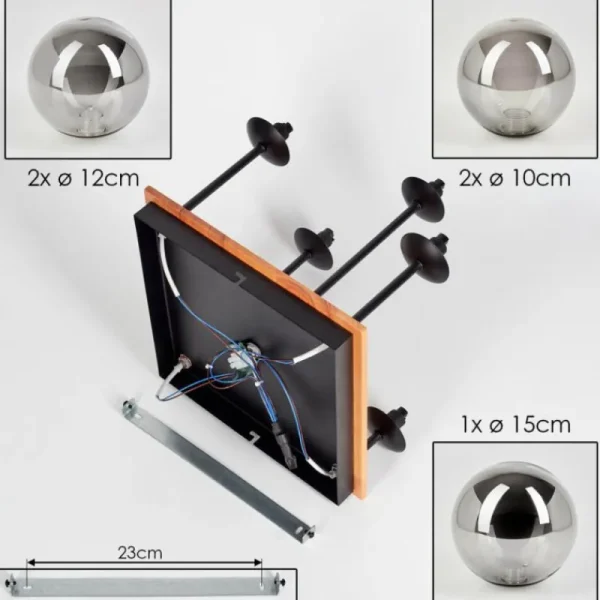 hofstein Plafonnier - Verre 10 cm, 12 cm, 15 cm Chehalis Écru, Noir, 5 lumières* Lampes Modernes