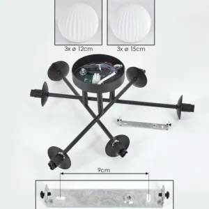 hofstein Plafonnier - Verre 12 cm, 15 cm Chehalis Noir, 6 lumières* Lampes Modernes