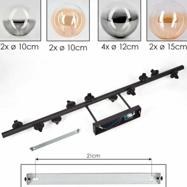 hofstein Plafonnier - Verre 10 cm, 12 cm, 15 cm Chehalis Ambre, Clair, Fumé, 10 lumières* Lampes Modernes