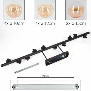 hofstein Plafonnier - Verre 10 cm, 12 cm, 15 cm Chehalis Ambre, Clair, 10 lumières* Lampes Modernes