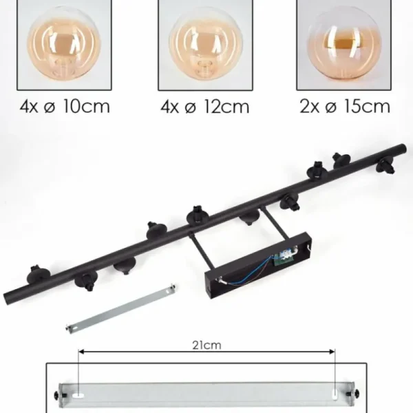 hofstein Plafonnier - Verre 10 cm, 12 cm, 15 cm Chehalis Ambre, Clair, 10 lumières* Lampes Modernes