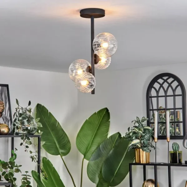 hofstein Plafonnier - Verre 10 cm, 12 cm Chehalis Clair, 4 lumières* Lampes Modernes