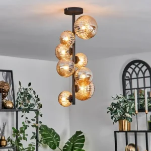 hofstein Plafonnier - Verre 10 cm, 12 cm, 15 cm Chehalis Ambre, 8 lumières* Lampes Modernes