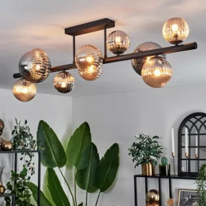 hofstein Plafonnier - Verre 10 cm, 12 cm, 15 cm Chehalis Ambre, Fumé, 10 lumières* Lampes Modernes