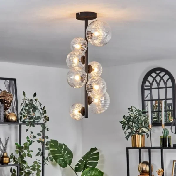 hofstein Plafonnier - Verre 10 cm, 12 cm, 15 cm Chehalis Clair, 8 lumières* Lampes Modernes