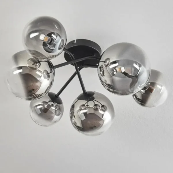 hofstein Plafonnier - Verre 12 cm, 15 cm Chehalis Clair, Fumé, 6 lumières* Lampes Modernes