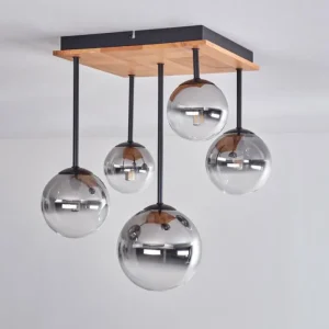 hofstein Plafonnier - Verre 10 cm, 12 cm, 15 cm Chehalis Écru, Noir, 5 lumières* Lampes Modernes