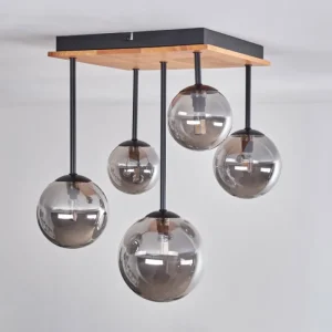 hofstein Plafonnier - Verre 10 cm, 12 cm, 15 cm Chehalis Écru, Noir, 5 lumières* Lampes Modernes