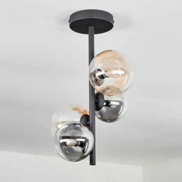 hofstein Plafonnier - Verre 10 cm, 12 cm Chehalis Ambre, Clair, Fumé, 4 lumières* Lampes Modernes