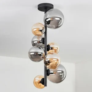hofstein Plafonnier - Verre 10 cm, 12 cm, 15 cm Chehalis Ambre, Fumé, 8 lumières* Lampes Modernes