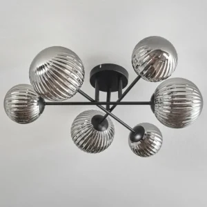 hofstein Plafonnier - Verre 12 cm, 15 cm Chehalis Fumé, 6 lumières* Lampes Modernes