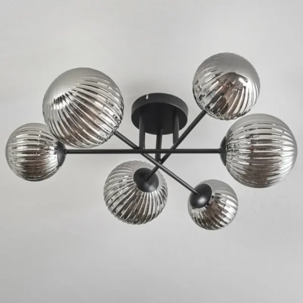 hofstein Plafonnier - Verre 12 cm, 15 cm Chehalis Fumé, 6 lumières* Lampes Modernes