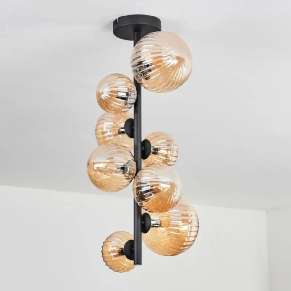 hofstein Plafonnier - Verre 10 cm, 12 cm, 15 cm Chehalis Ambre, 8 lumières* Lampes Modernes