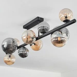 hofstein Plafonnier - Verre 10 cm, 12 cm, 15 cm Chehalis Ambre, Fumé, 10 lumières* Lampes Modernes