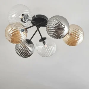 hofstein Plafonnier - Verre 10 cm, 12 cm, 15 cm Chehalis Ambre, Clair, Fumé, 6 lumières* Lampes Modernes