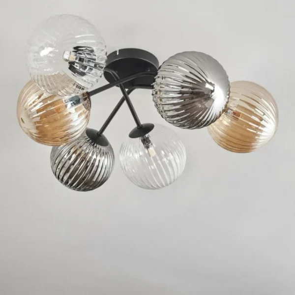 hofstein Plafonnier - Verre 10 cm, 12 cm, 15 cm Chehalis Ambre, Clair, Fumé, 6 lumières* Lampes Modernes