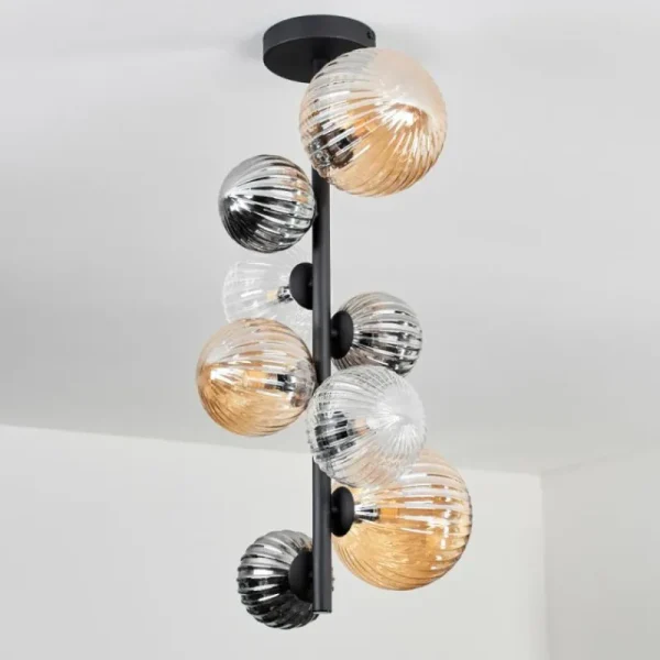 hofstein Plafonnier - Verre 10 cm, 12 cm, 15cm Chehalis Ambre, Clair, Fumé, 8 lumières* Lampes Modernes