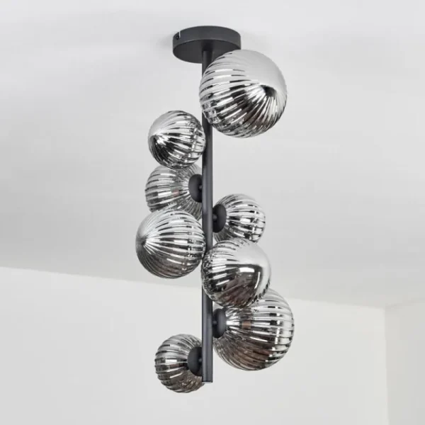 hofstein Plafonnier - Verre 10 cm, 12 cm, 15 cm Chehalis Fumé, 8 lumières* Lampes Modernes