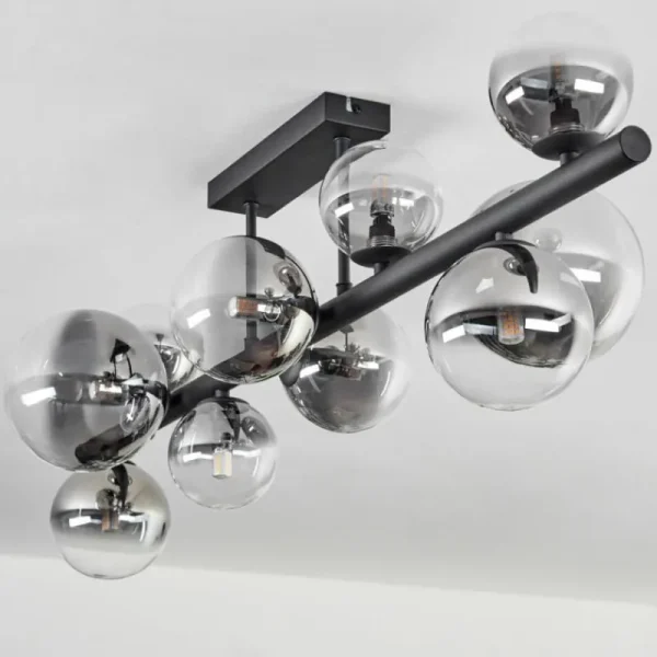 hofstein Plafonnier - Verre 10 cm, 12 cm, 15 cm Chehalis Clair, Fumé, 10 lumières* Lampes Modernes