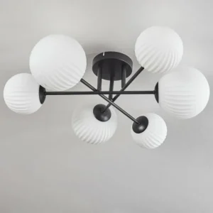 hofstein Plafonnier - Verre 12 cm, 15 cm Chehalis Noir, 6 lumières* Lampes Modernes