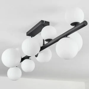 hofstein Plafonnier - Verre 10 cm, 12 cm, 15 cm Chehalis Blanc, 10 lumières* Lampes En Verre