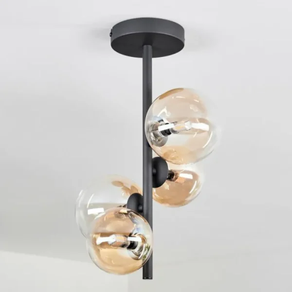 hofstein Plafonnier - Verre 10 cm, 12 cm Chehalis Ambre, Clair, 4 lumières* Lampes En Verre
