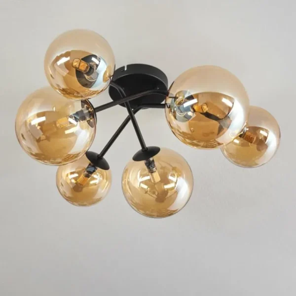 hofstein Plafonnier - Verre 12 cm, 15 cm Chehalis Ambre, 6 lumières* Lampes En Verre